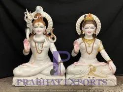 Lord Shiv Parvati Marble Statue